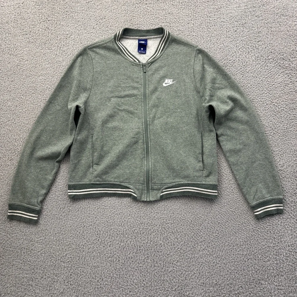 Nike Sportswear Fleece Bomber Jacket Sage Green Athletic Athleisure Women Large